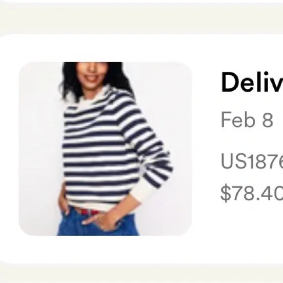 Boden Navy and White Lace Trim crew neck sweatshirt - Picture 2 of 7